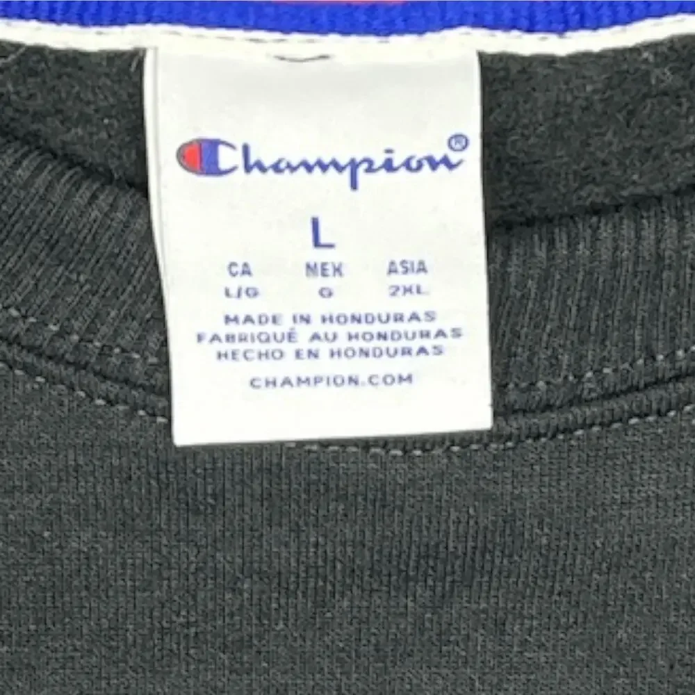Champion Sweatshirt Women’s Size L Black Honduras Made Logo Chest & Sleeve